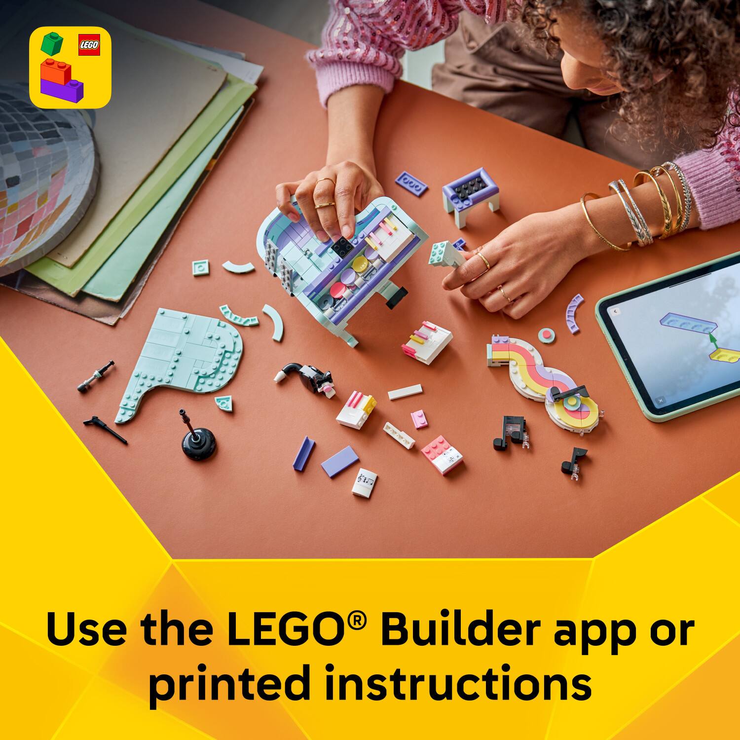Use the LEGO® Builder app or printed instructions