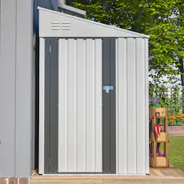 Anysun - 4x7 Foot Heavy-Duty Metal Storage Shed with Lockable Door, Outdoor Garden & Bike Shed, Easy Assembly - White
