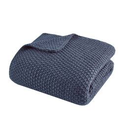 Gracie Mills - Lessie Knit Cottage Throw Blanket - Indigo