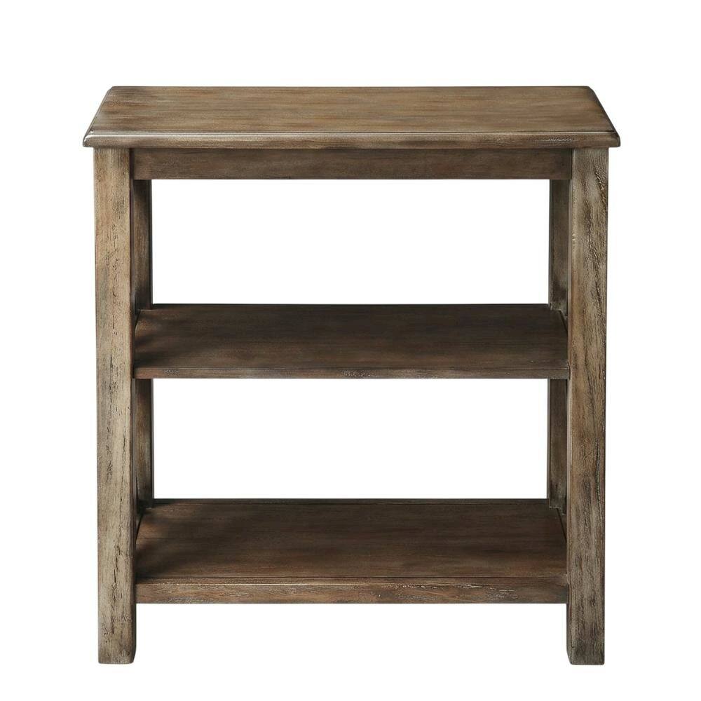 Left. Starlight Canyon Home - Transitional Distressed Bookcase, Wood Bookshelf for Living Room or Office - Light Brown.