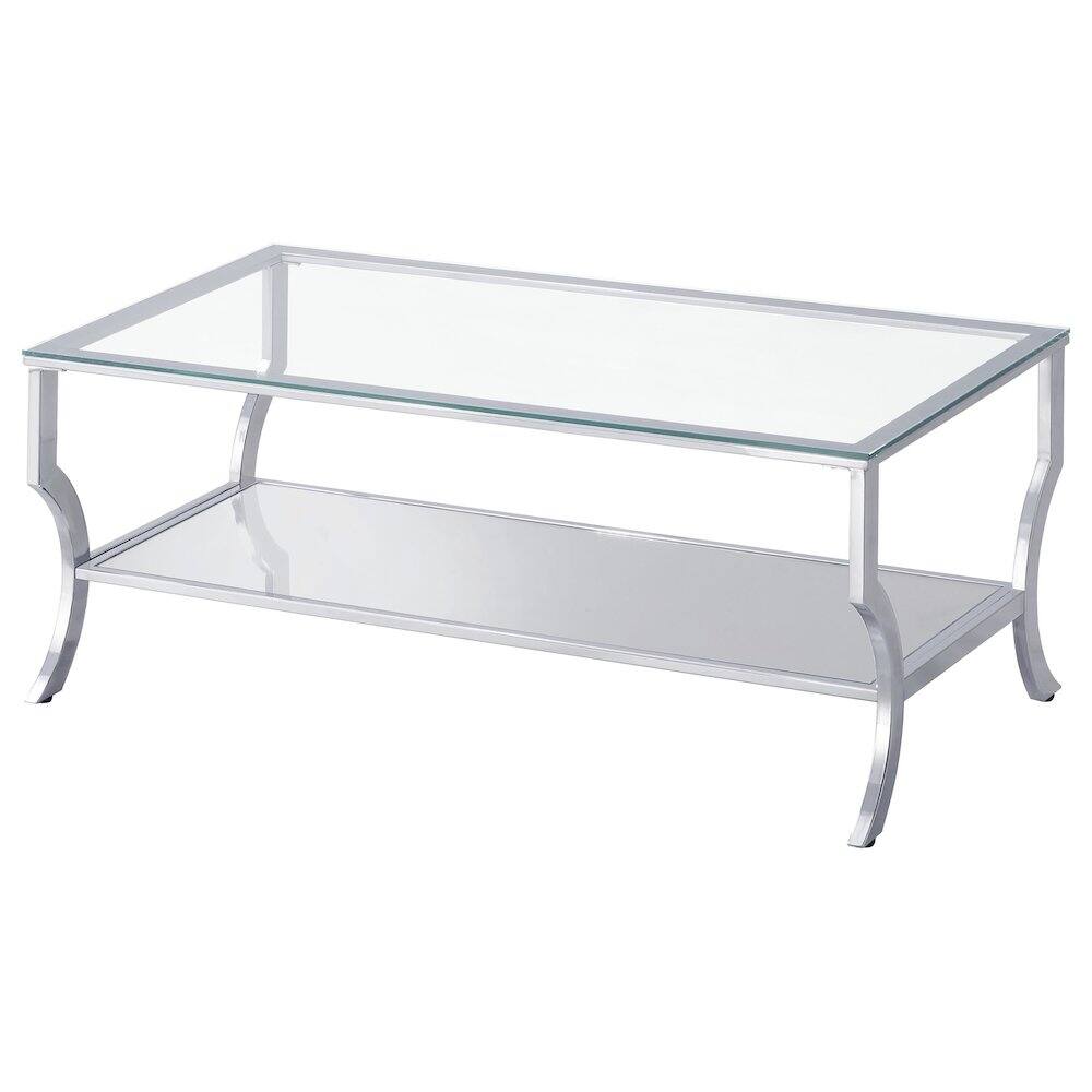 Alt View 4. Coaster Co. of America - Saide 2-piece Glass Top Coffee and End Table Set Chrome - Silver.