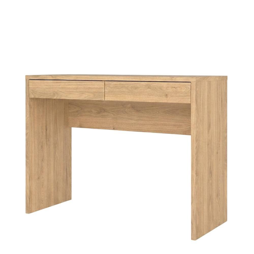 Front. FurniFact - Modern 2-Drawer Computer Desk for Home Office or Study Table - Brown.