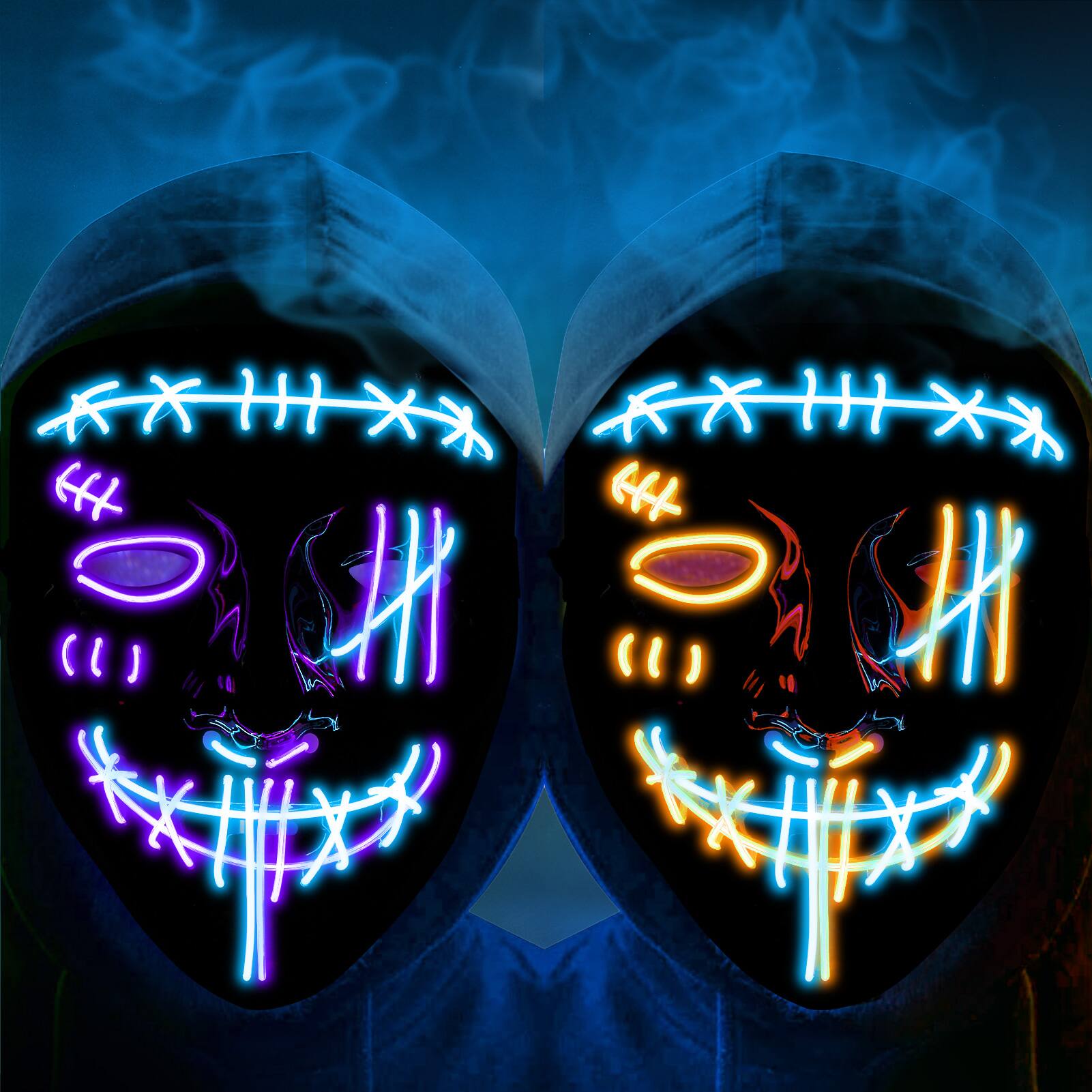 Front. Acekool - 2PACK Halloween Led Mask Light Up Scary Mask Purge Mask.