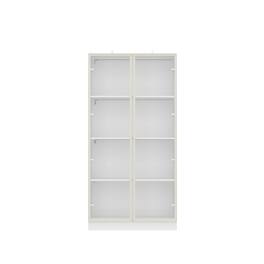 Famapy - Display Cabinet with LED Lighting & Aluminum Frame Tempered Glass - Door Multi - Shelf Curio Cabinet - White