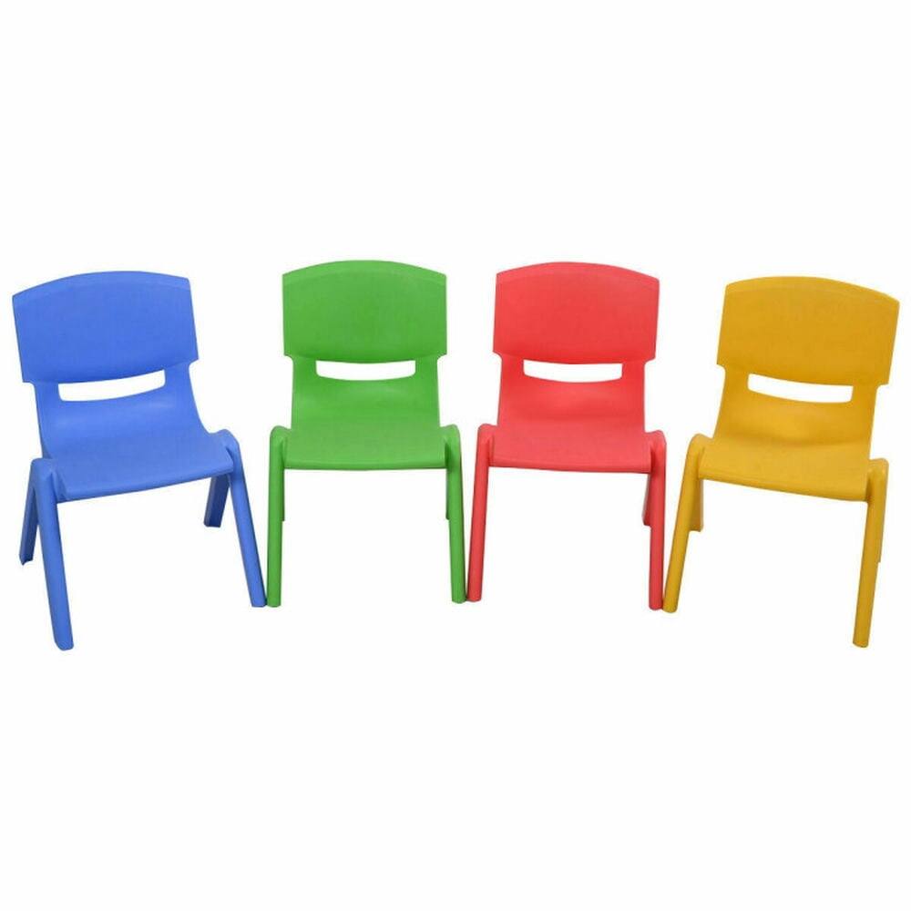 Left. Pefilos - 4-pack Colorful Stackable Plastic Children Chairs, Kids Couch for Kids - Blue.