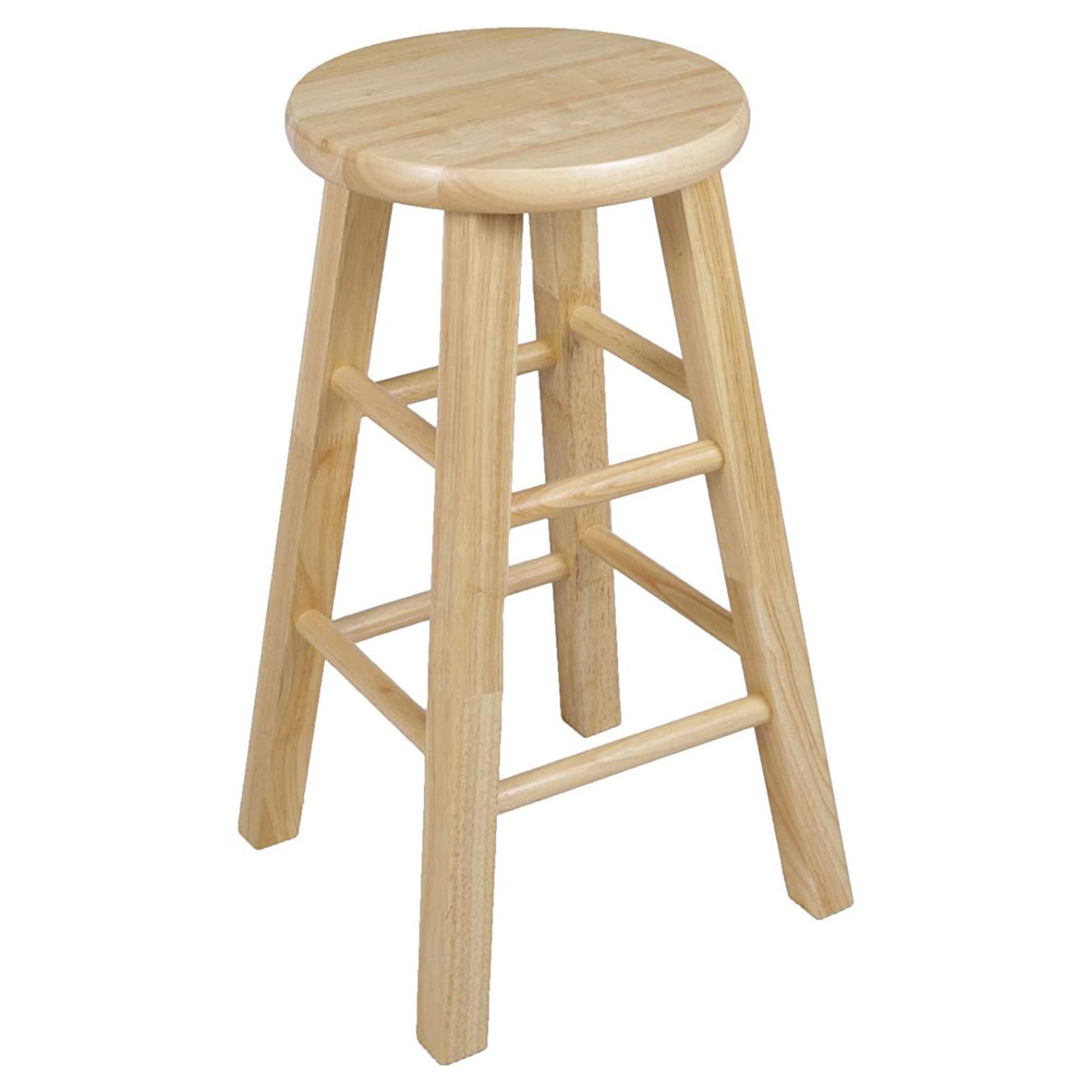 Alt View 10. PJ Wood - PJ Wood Classic Round Seat 24" Tall Kitchen Counter Stools, Natural (Set of 4) - Natural Brown.
