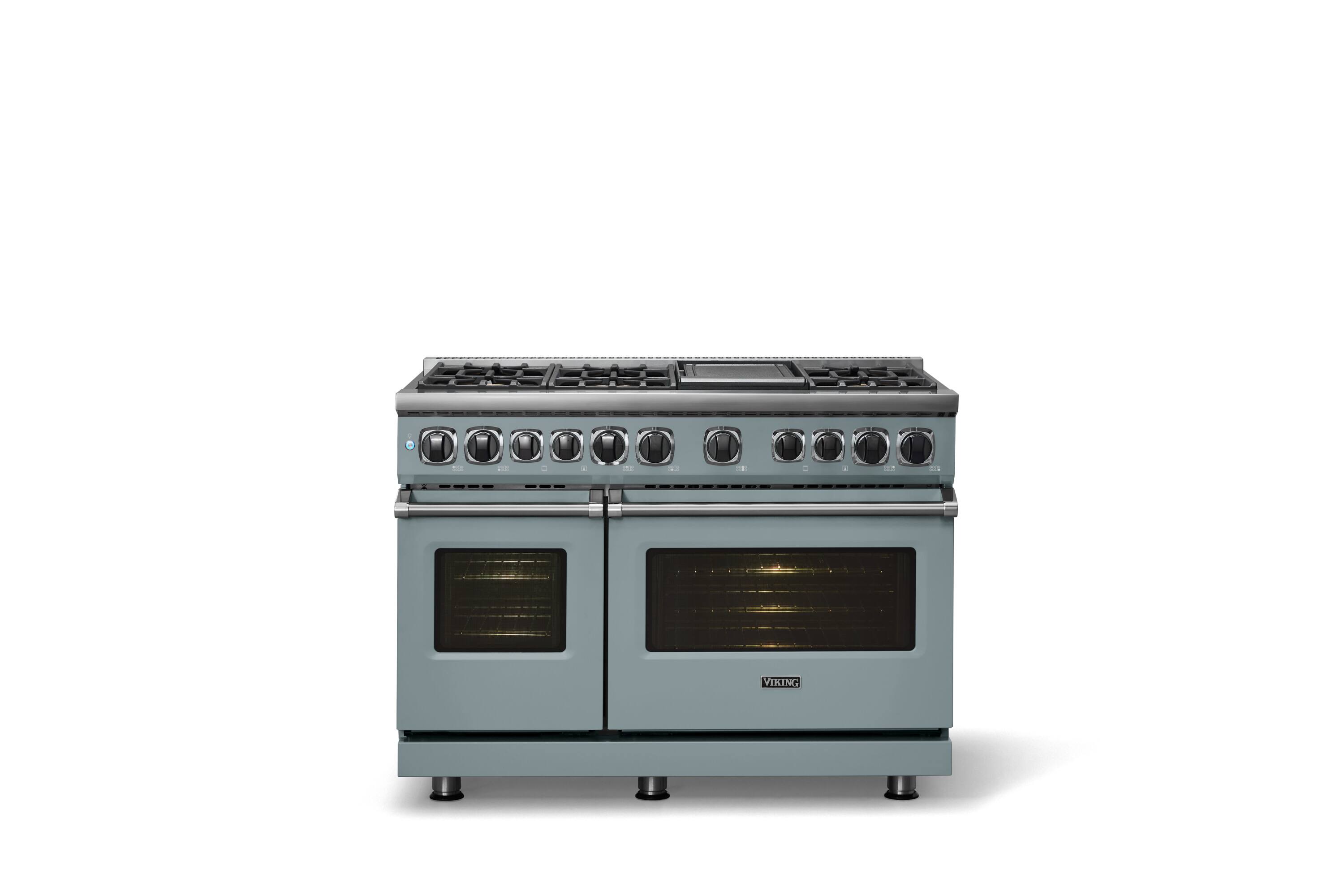 Alt View 1. Viking - 48 in. Wide 6 Burner Dual Fuel Sealed Burner Range with Griddle - November Sky.