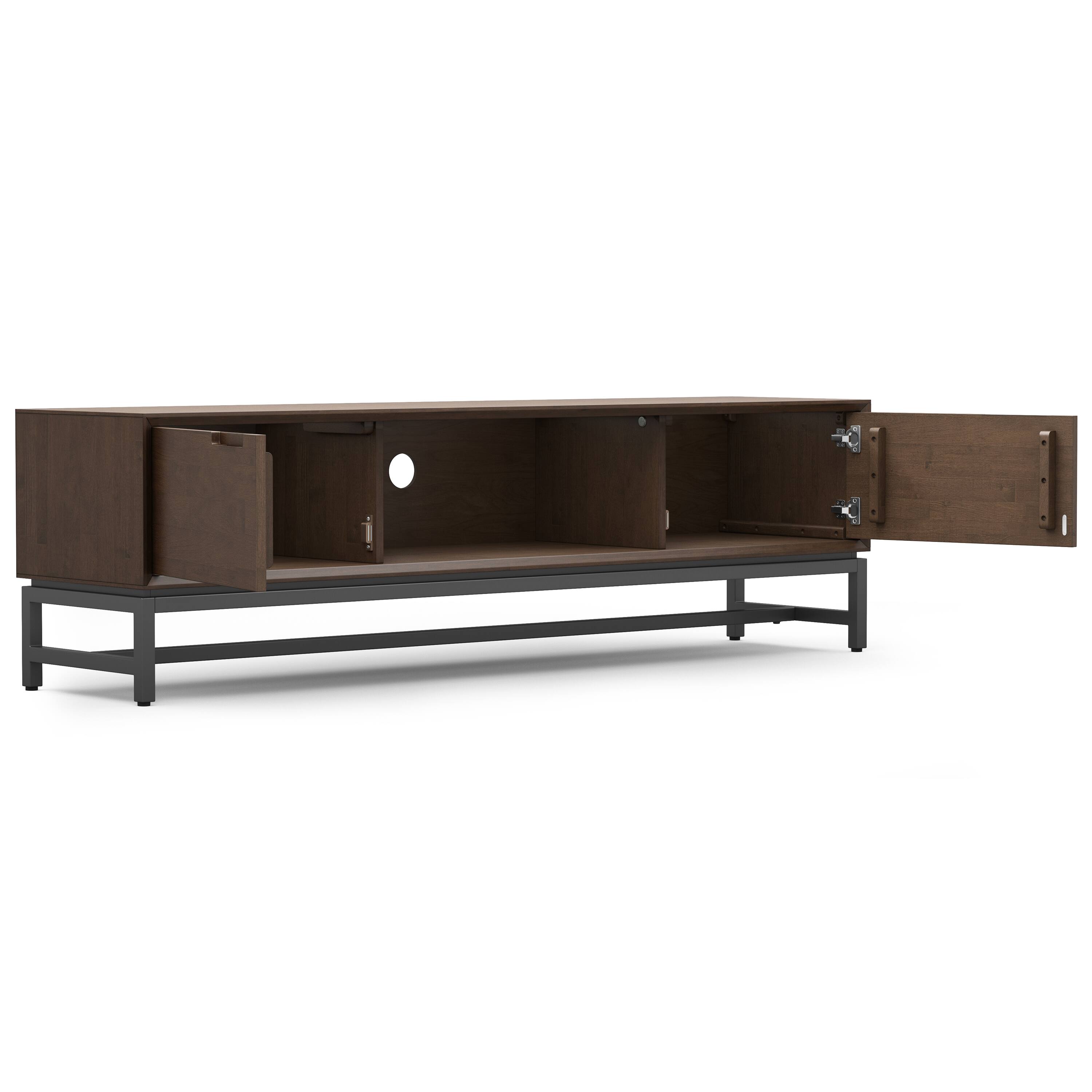Back. Simpli Home - Banting 72 inch Low TV Stand with 30 inch Bookcases (Set of 3) - Walnut Brown.