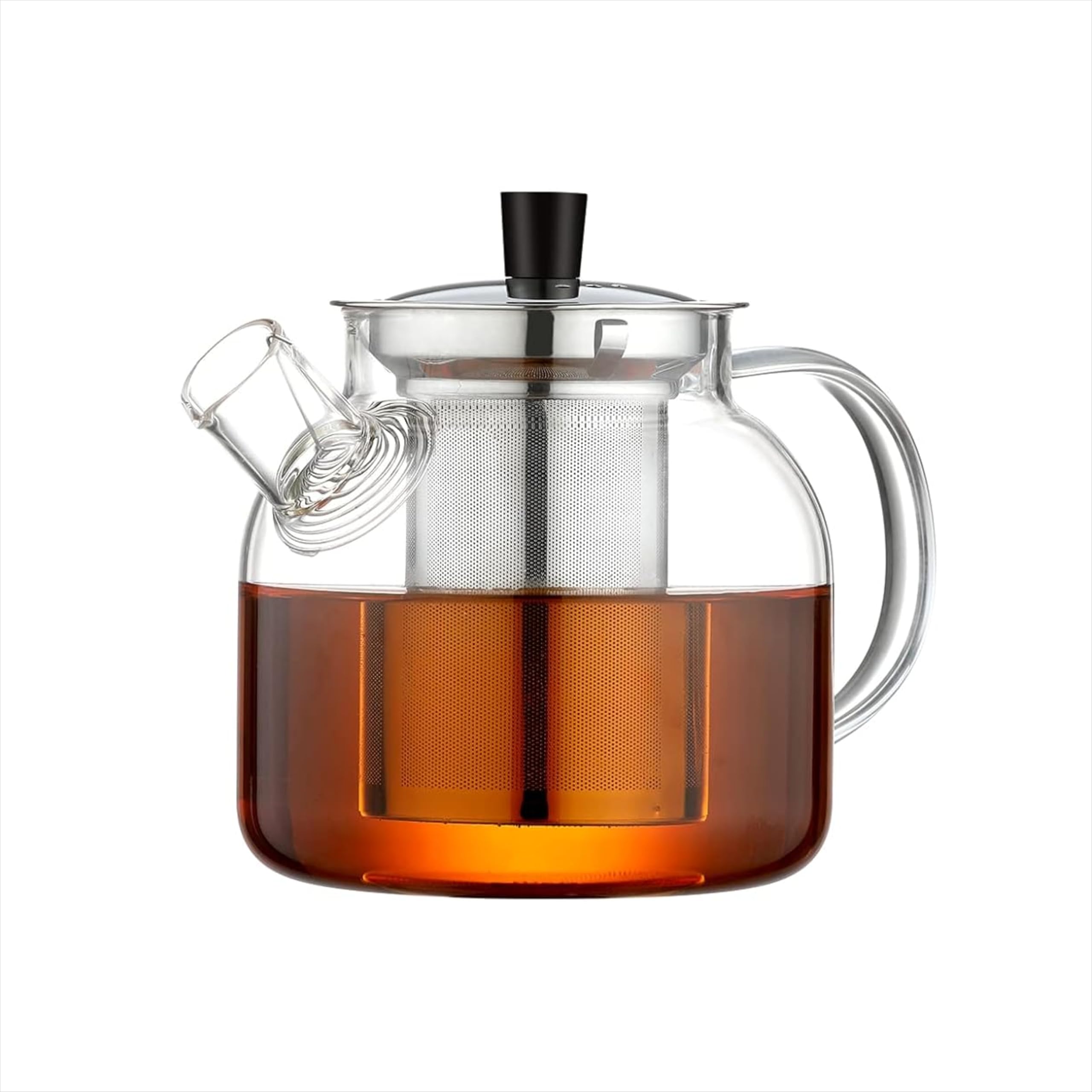 Front. PARKER SLATER - 800ml) Glass Teapot With Removable Infuser Stovetop Safe Large Tea Pot Blooming And Loose Leaf Hand Crafted Kettle Fo... - 800ML.