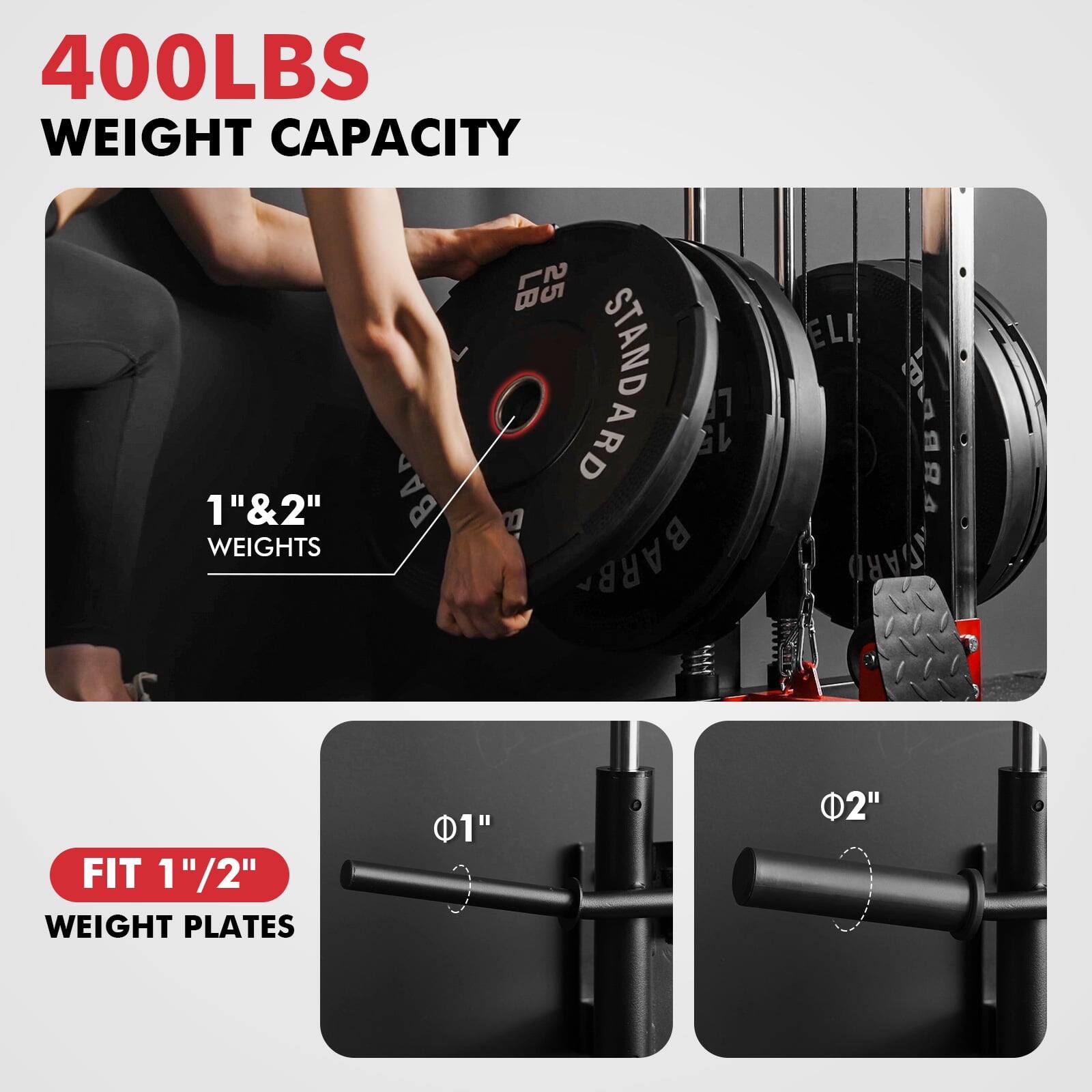 400LBS WEIGHT CAPACITY
1"&2" WEIGHTS
FIT 1"/2" WEIGHT PLATES
1" 2"