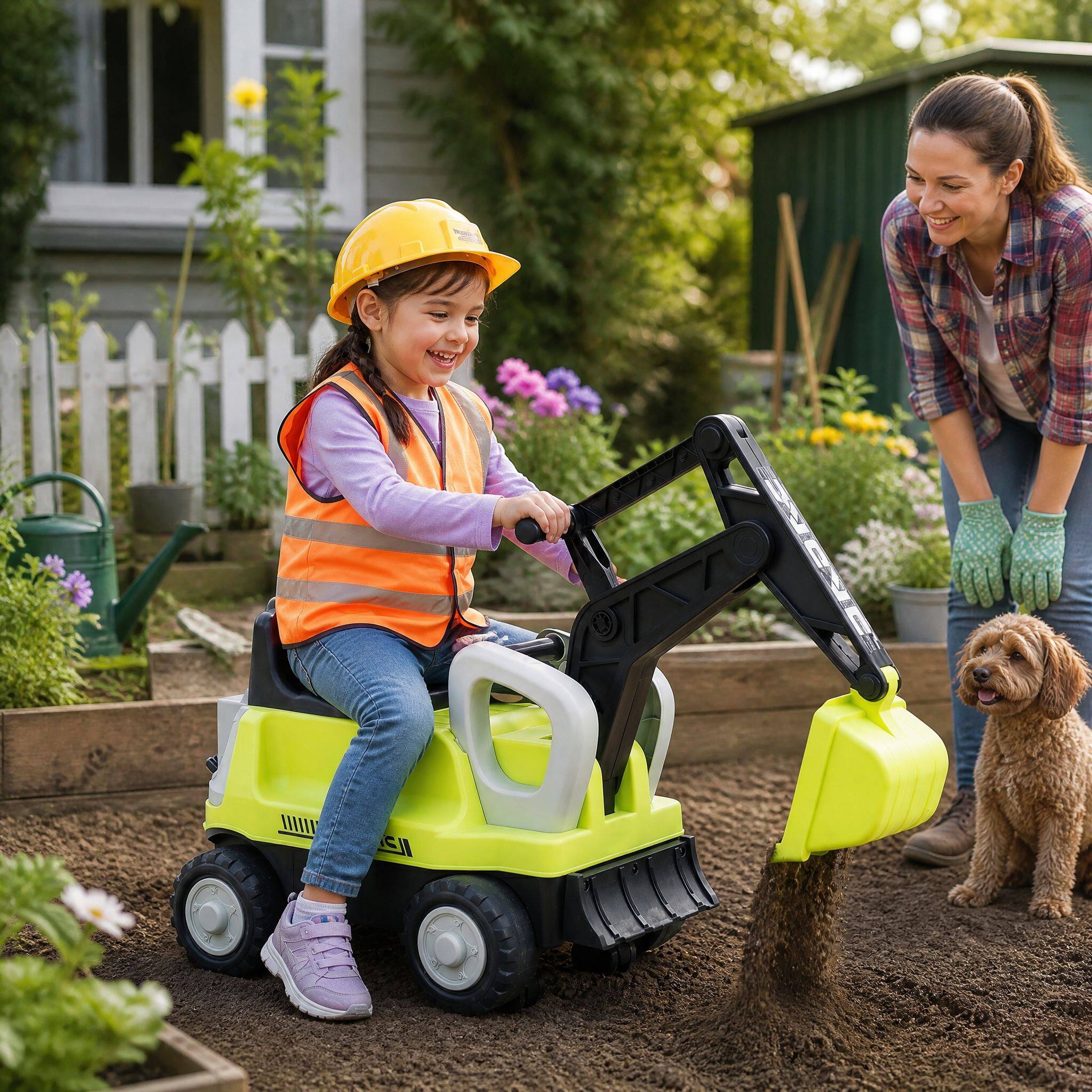 Alt View 4. Costway - Costway Toddler Ride-On Tractor with Detachable Trailer, Foot-Powered Sliding Car - Green.