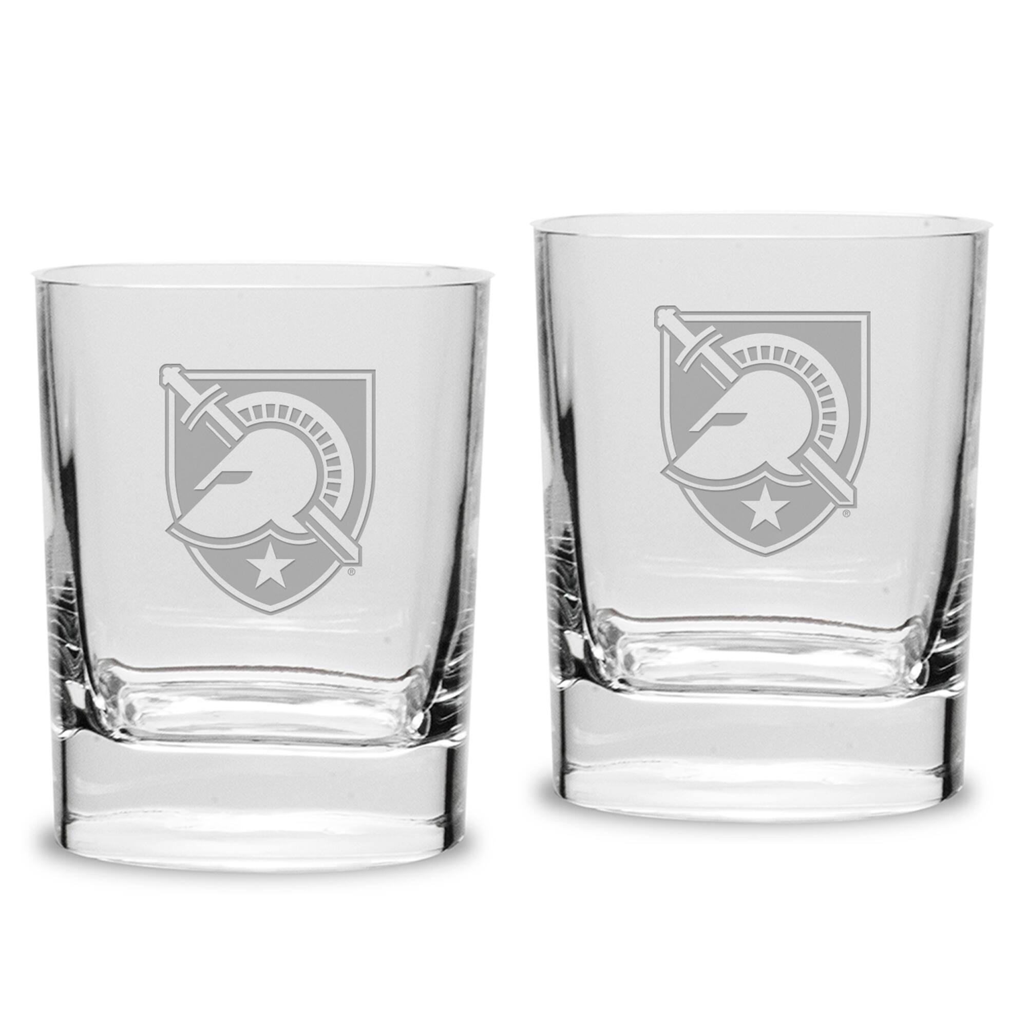 Front. Jardine - Army Black Knights 2-Piece 11.75oz. Square Double Old Fashioned Glass Set - Multicolor.