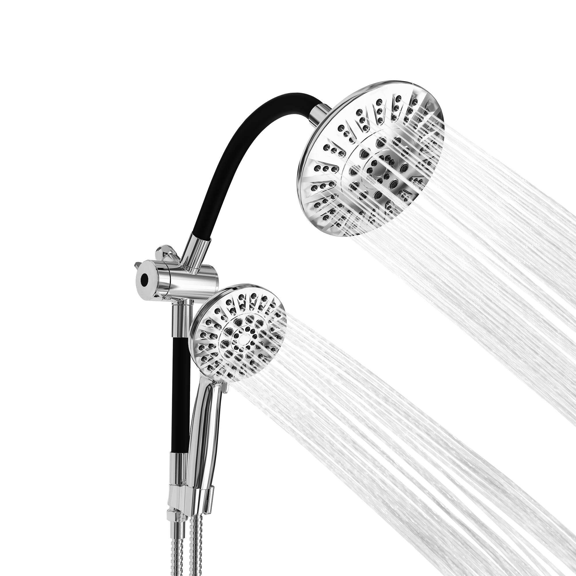 Angle. Akicon - Akicon Shower System with Shower Head and Handheld 6-Mode Spray Combo Bendable Goose Neck Shower Arm in Polished Chrome - Polished Chrome.