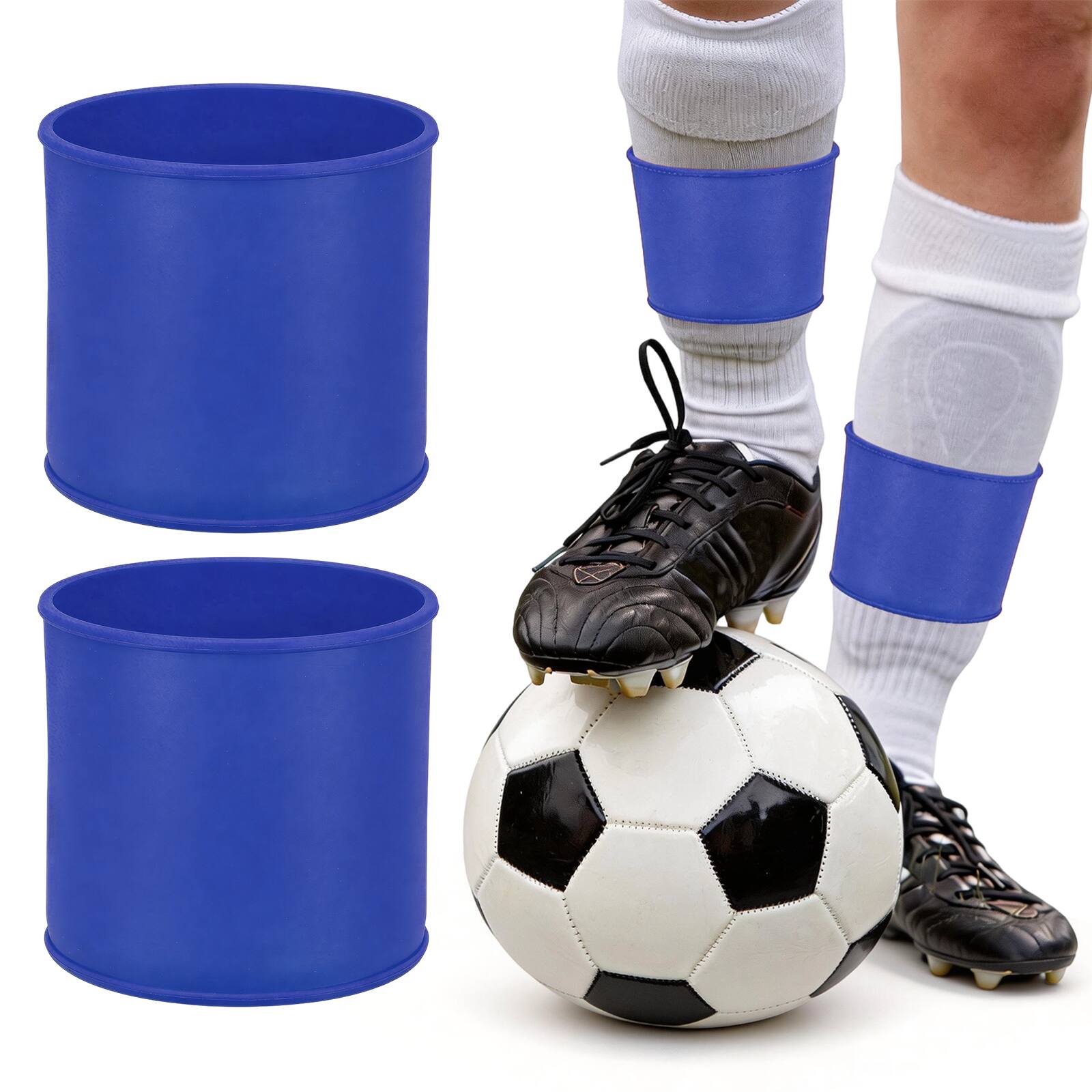 Unique Bargains - Silicone Soccer Leg Bands, Non-Slip Shin Guard Straps to Hold Guards Sleeves Sports Leg Band 1 Pair Size L - Blue price history on PriceWatchPro