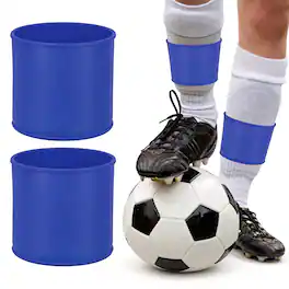Unique Bargains - Silicone Soccer Leg Bands, Non-Slip Shin Guard Straps to Hold Guards Sleeves Sports Leg Band 1 Pair Size L - Blue