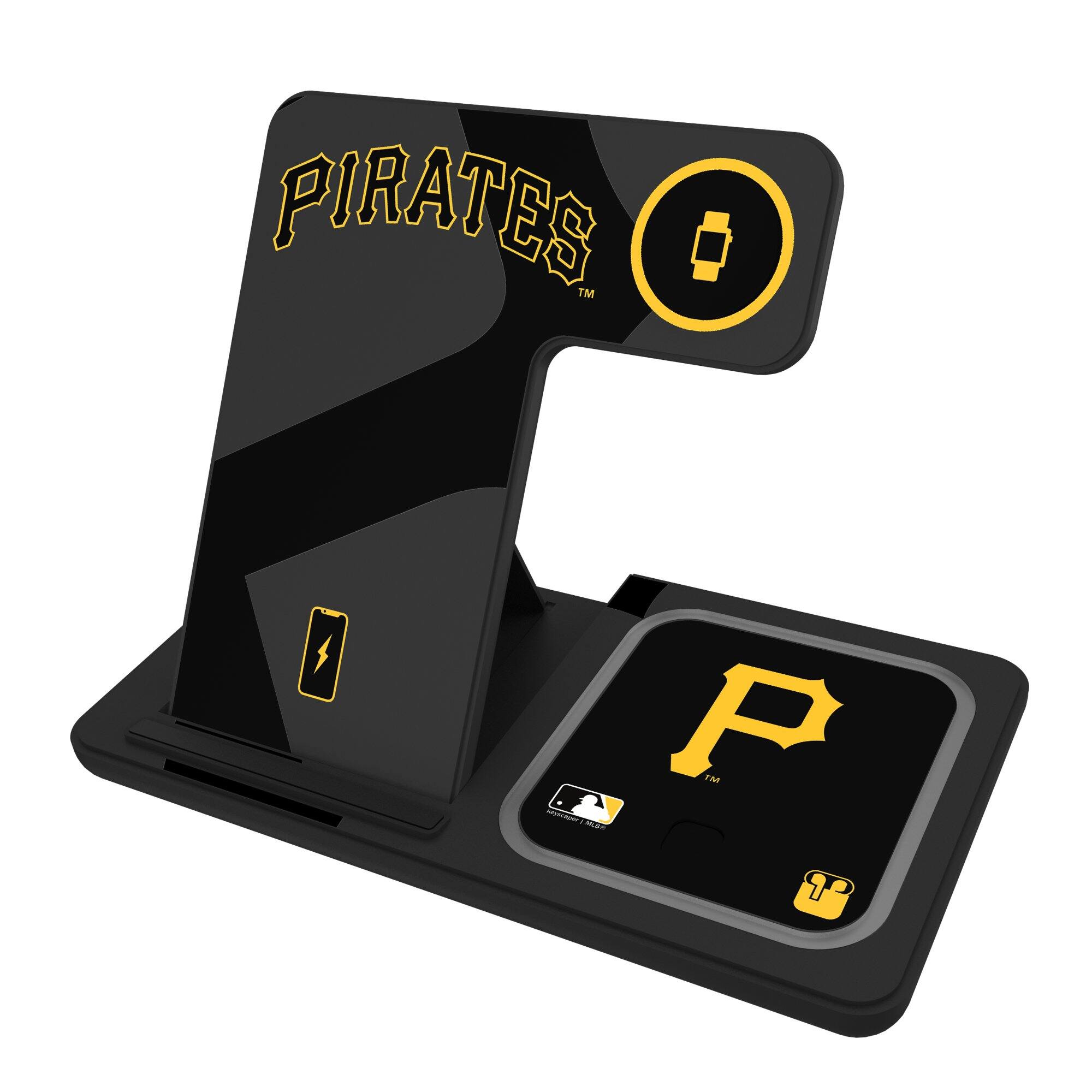 Front. Keyscaper - Pittsburgh Pirates 3-In-1 Wireless Charger - Multicolor.