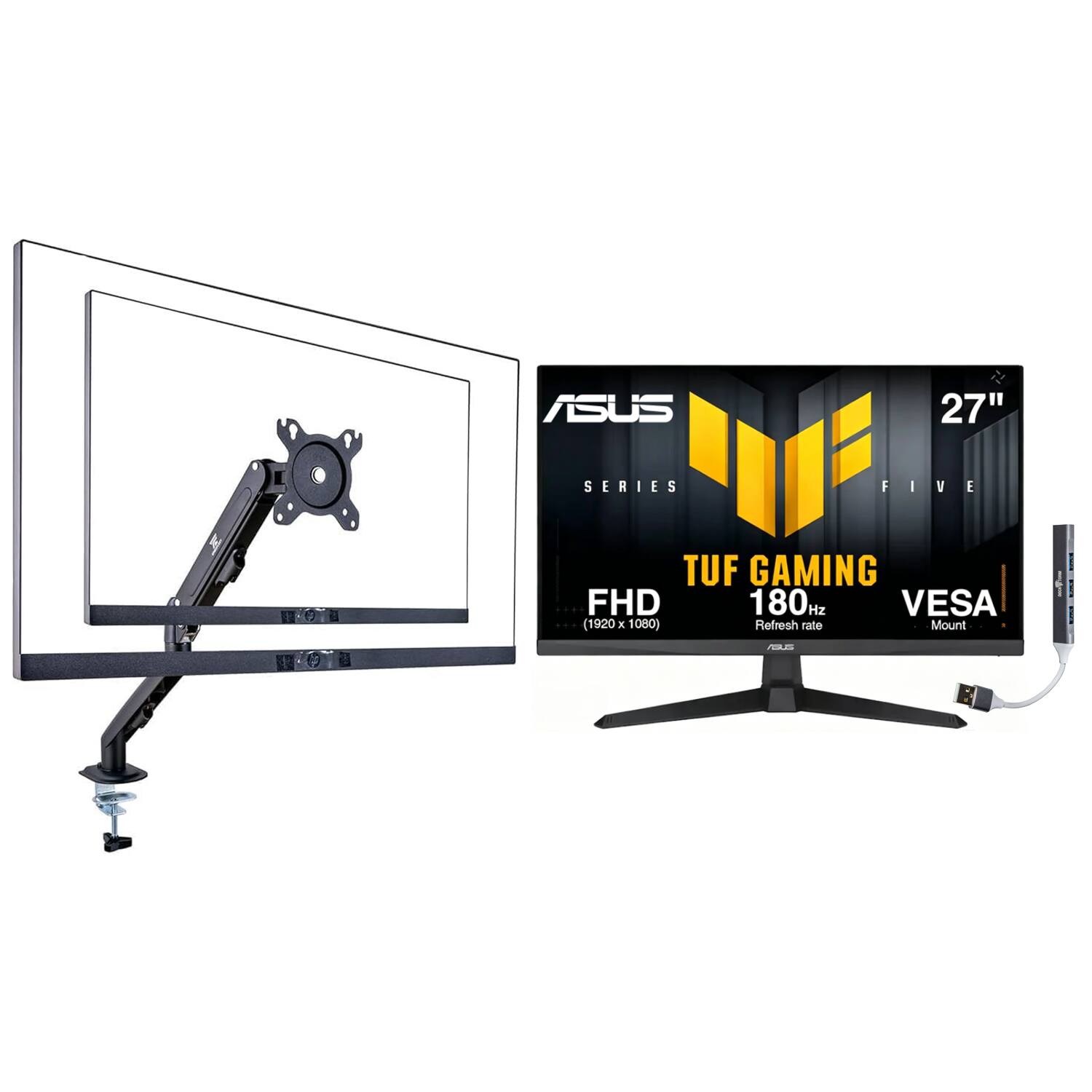 ASUS 27" SERIES FIVE 2 I V E TUF GAMING FHD 180Hz VESA (1920 x 1080) Refresh rate Mount