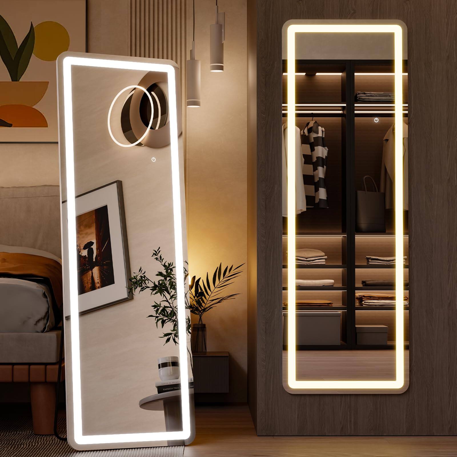 Hirose Alice - Full Length Mirror With Led Lights Floor Dimming Lighting Stand For Bedroom Dressing Room Arched