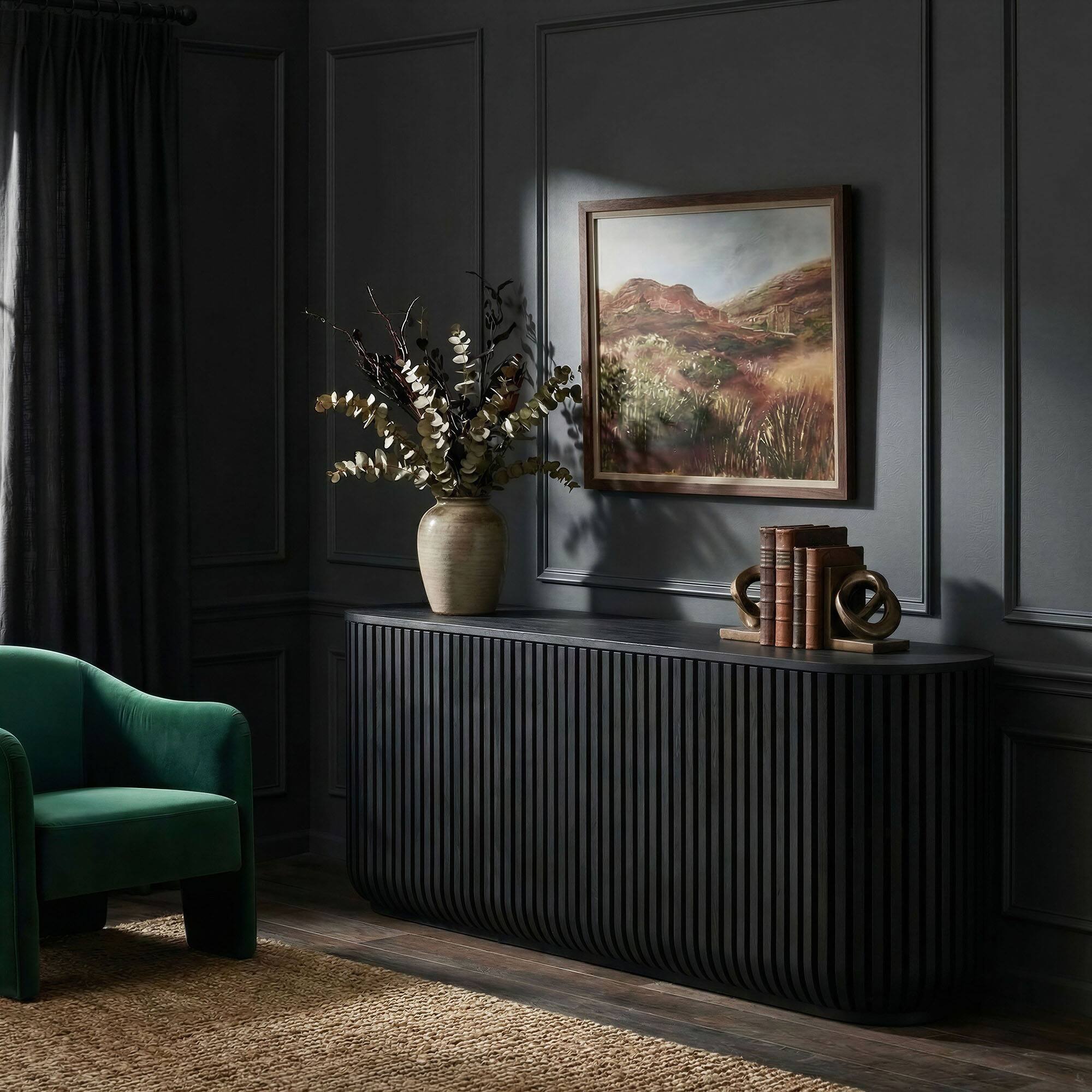 Alt View 3. Modway - Fortitude 75" Curved Sideboard Storage Cabinet by Modway - Black.