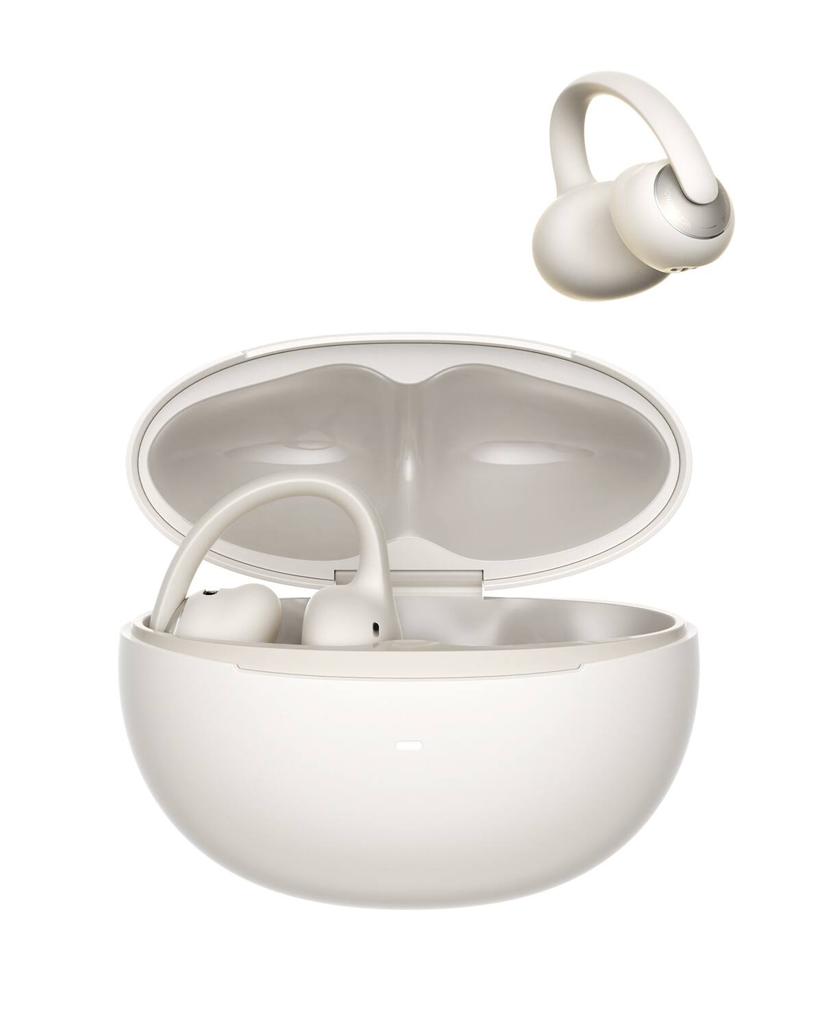 Angle. Baseus - Baseus Bowie MC2 Open Ear Clip On Headphones - Wireless Earbuds with LDAC Hi-Res Audio, 55H, IP67 , White - White.