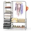 Front. Costway - Costway Heavy Duty Clothes Rack with 6 Removable Drawers 3-Tier Open Shelves & 2-Tier Metal Shoe Rack Side Hook - Grey.