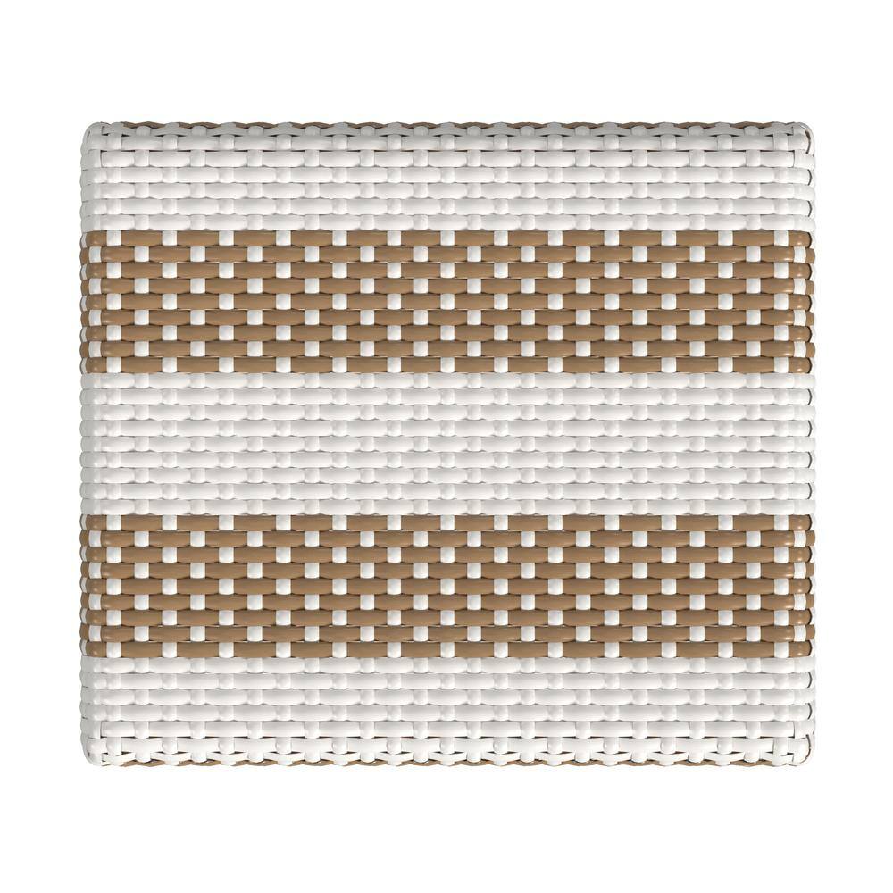 Angle. Butler Specialty - Robias Rectangular Rattan 30" Bar Stool - Tan And White Stripe.