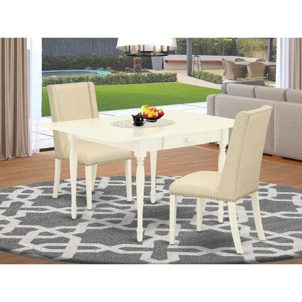 Alt View 4. East West Furniture - Dining Room Set Linen White - Brown.