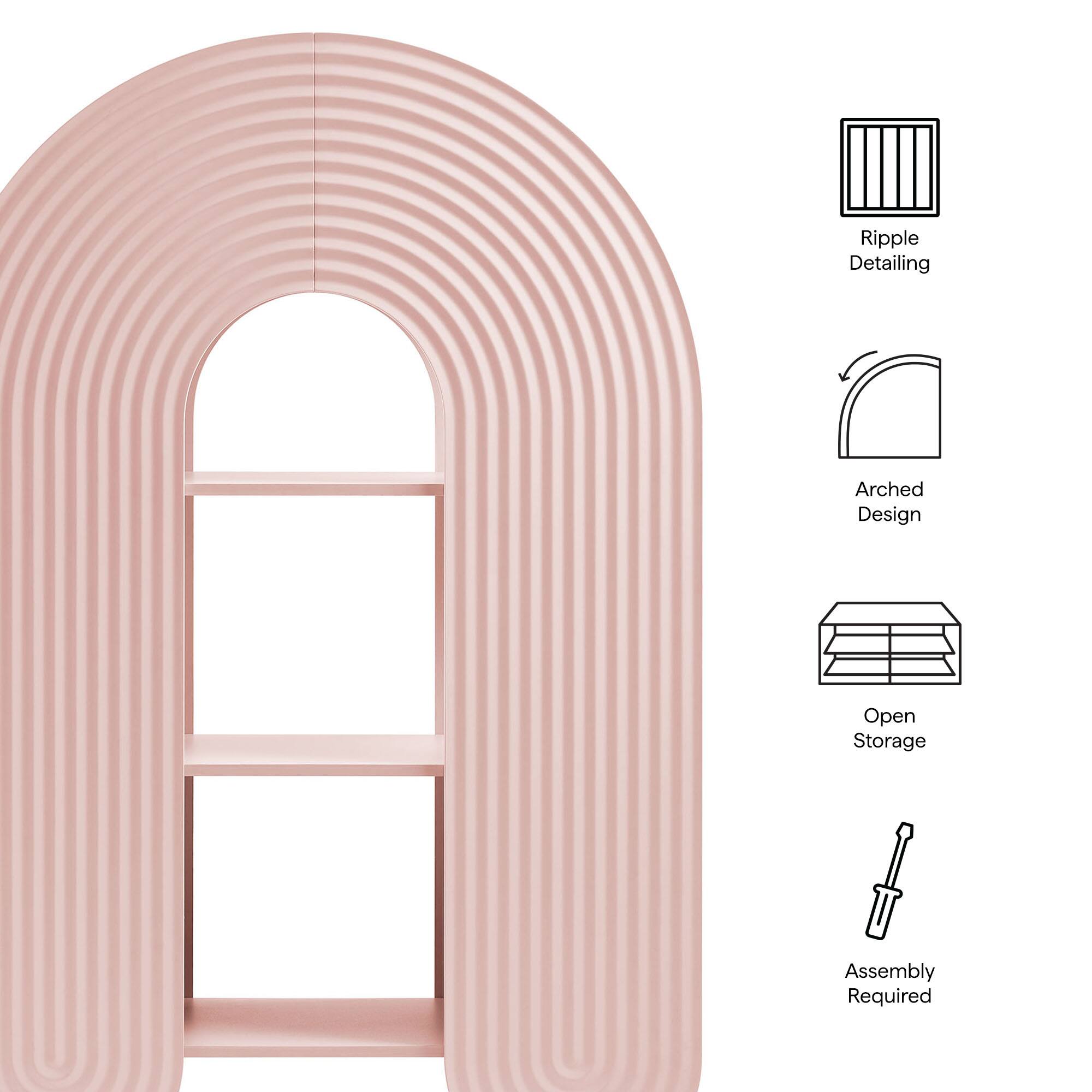 - Ripple Detailing
- Arched Design
- Open Storage
- Assembly Required