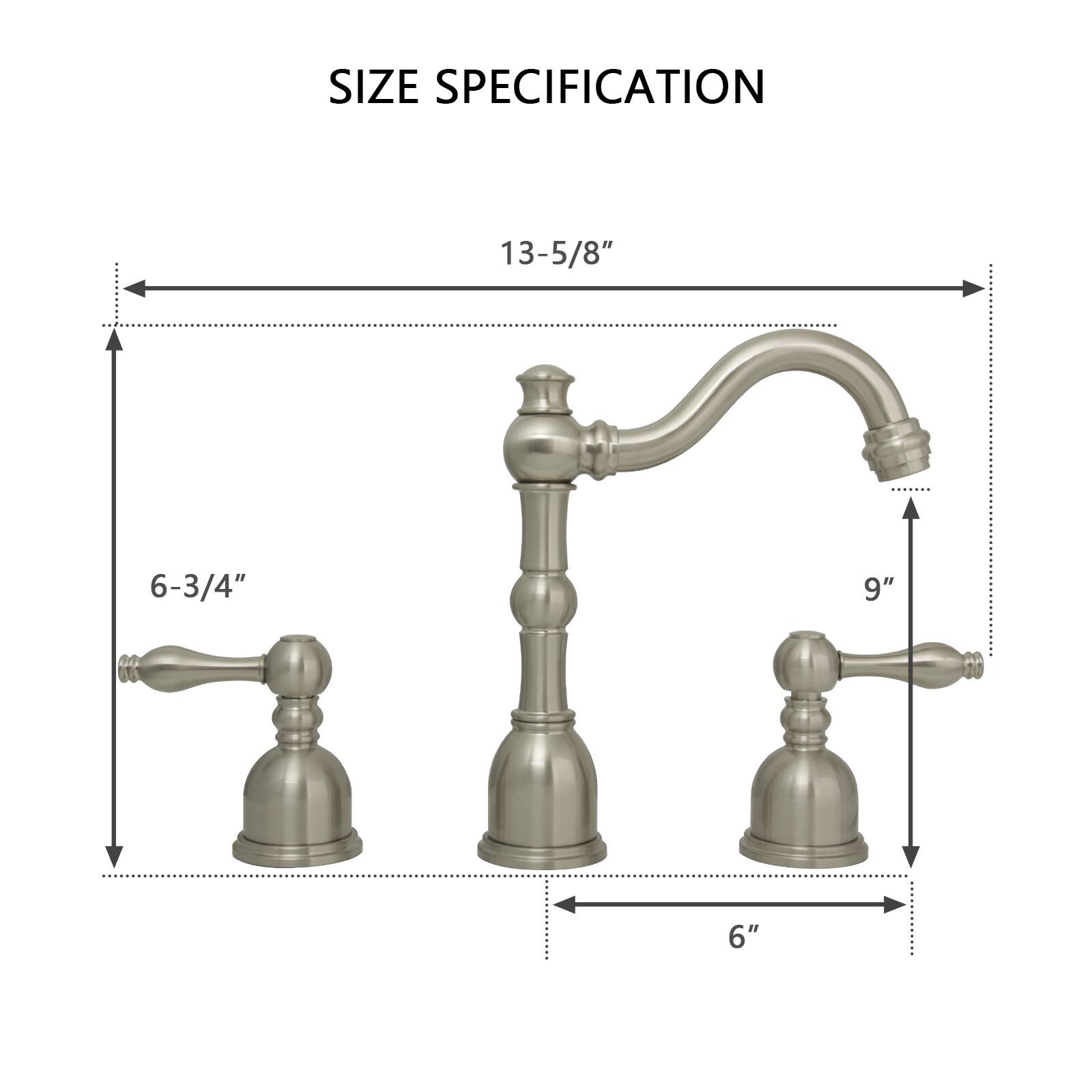 SIZE SPECIFICATION

13-5/8"  
6-3/4"  
9"  
6"