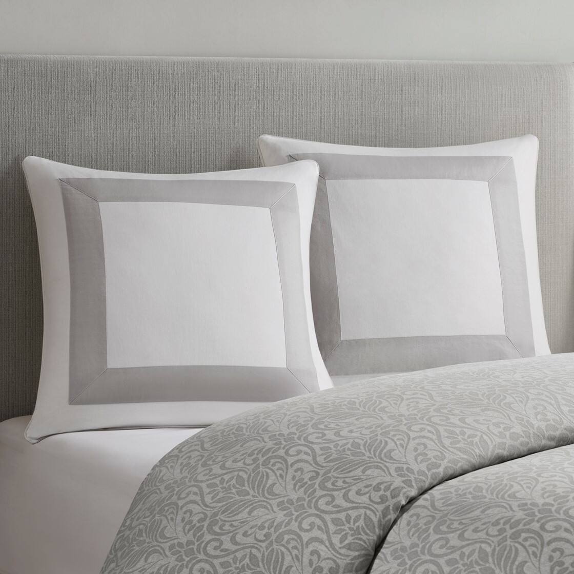 Alt View 1. Gracie Mills - Gracie Mills Davidson Natural Linen European Pillow Sham - Grey.
