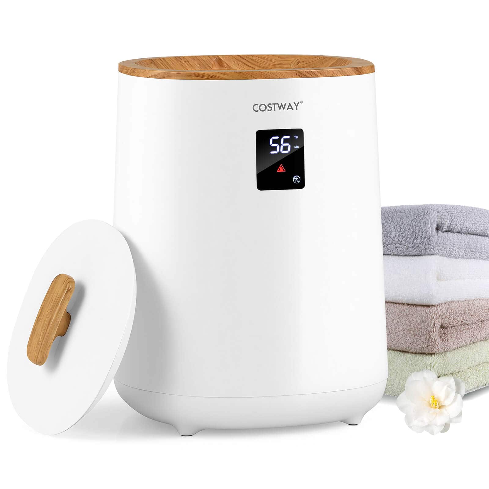 Costway - 18L Towel Warmer for Bathroom with LED Display Auto Shut off for 2 40" x 70" Towels - White