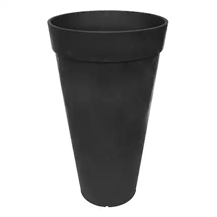 Front. Tierra Verde - Tierra Verde Aria Indoor Outdoor Self Watering Tall Planter, 15"W x 26"H, Black - Black.