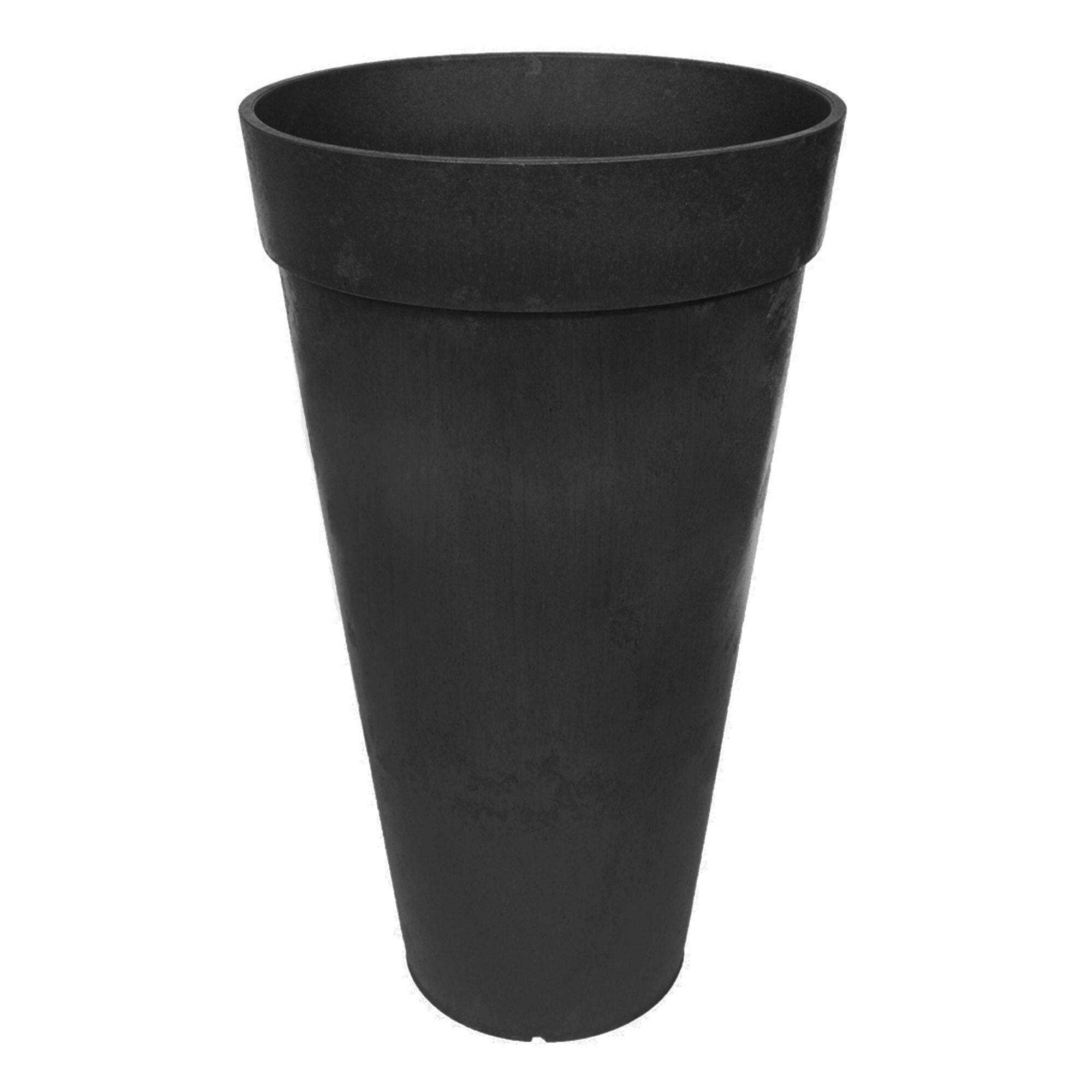 Front. Tierra Verde - Tierra Verde Aria Indoor Outdoor Self Watering Tall Planter, 15"W x 26"H, Black - Black.