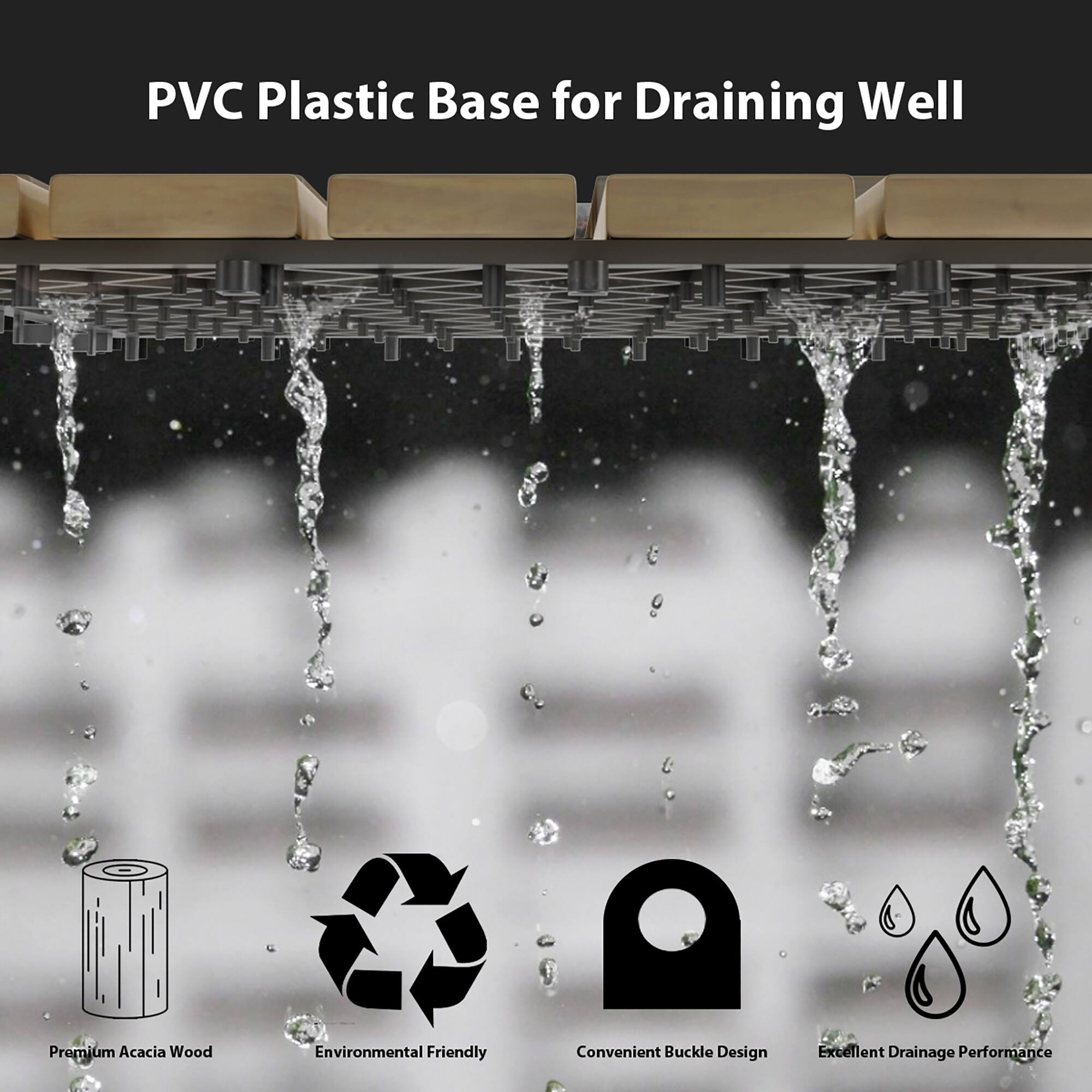 PVC Plastic Base for Draining Well

- Premium Acacia Wood
- Environmental Friendly
- Convenient Buckle Design
- Excellent Drainage Performance