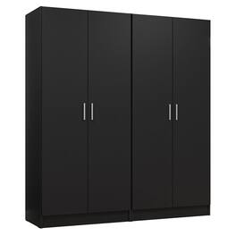Madesa - 4 Doors Wardrobe with Ample Shelves and Hanging Space 63"L - Black