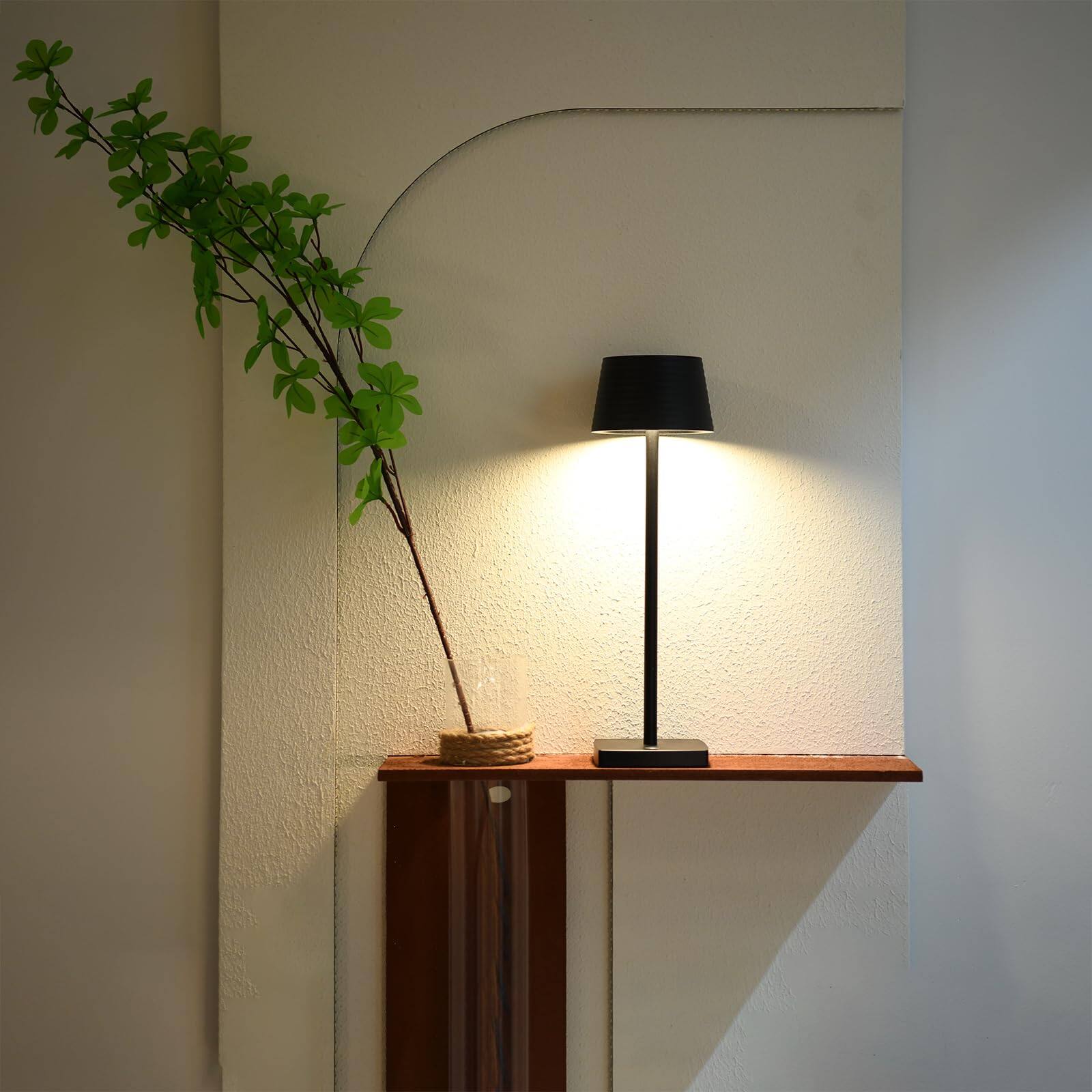 Alt View 5. Dazzling Pops - Cordless Rechargeable Table Lamp Color Temperature Dimmable IP54 Waterproof Battery Operated Portable - 1-Pack-Walnut.