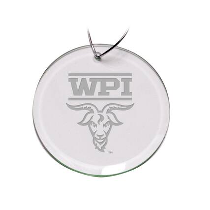 Front. Jardine - Worcester Polytechnic Institute Engineers 3'' Glass Round Ornament - Multicolor.