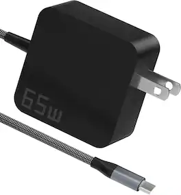 Core Tech - 65W USB-C Laptop Charger with PD Fast Charging for Lenovo, ASUS & Samsung - Black