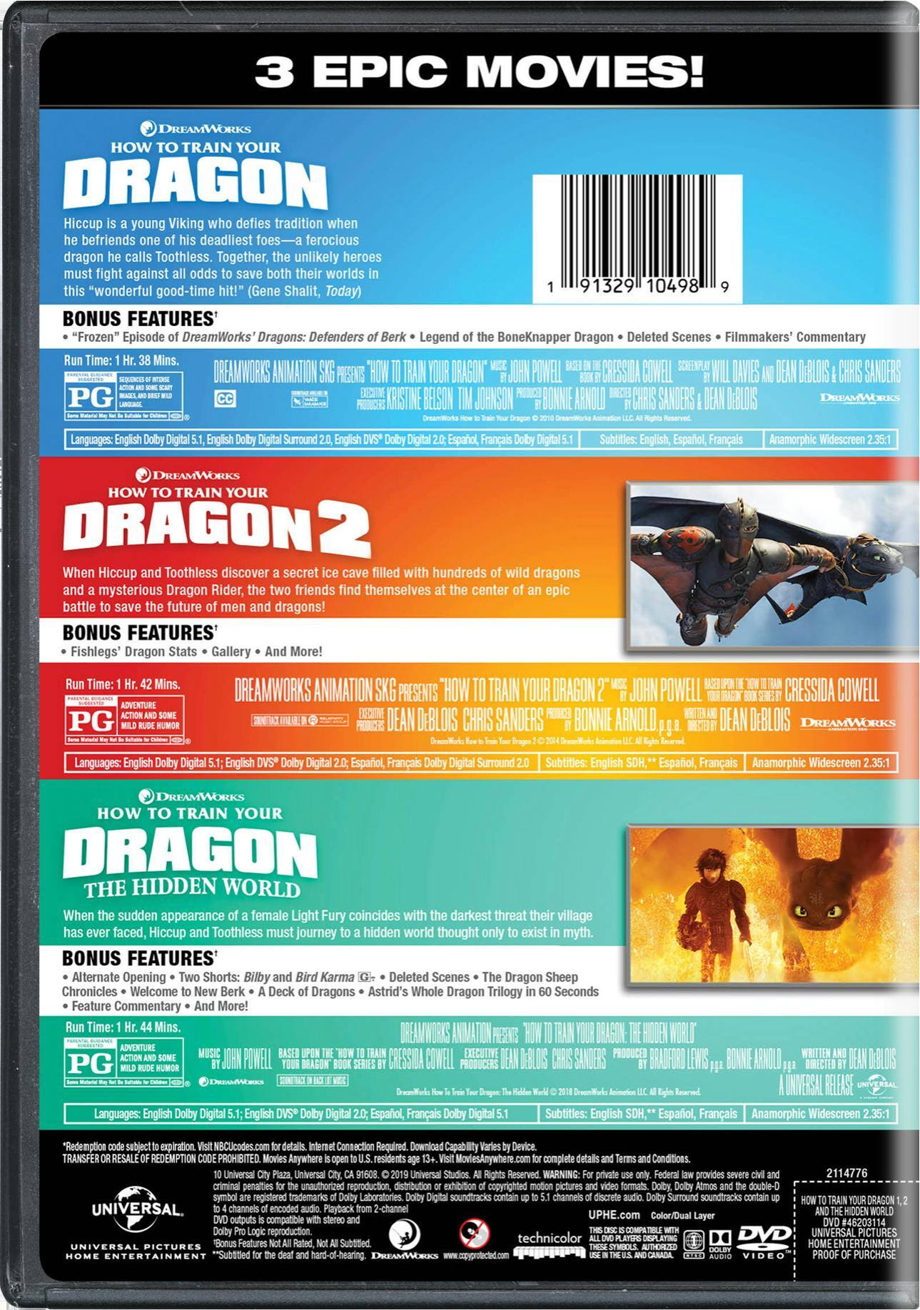 Angle. How To Train Your Dragon: 3-Movie Collection (DVD Set) [DVD].