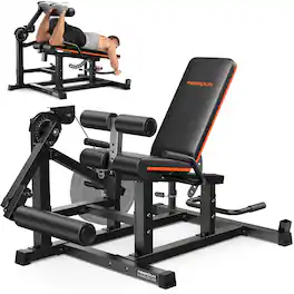 FEIERDUN - Leg Extension & Curl Machine – Adjustable Seated/Lying Leg Workout Equipment for Home Gym & Lower Body - Black