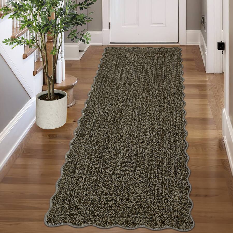 Toen Rug Acekool Modern Plain Tone Scalloped Boder Area Rug Minimalist Design ...