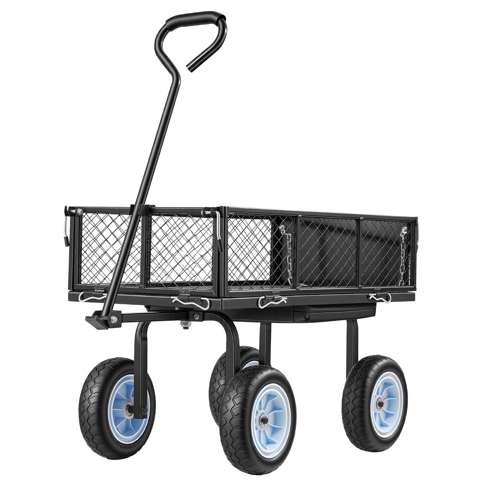 Alt View 5. VEVOR - Garden Cart with Seat, 500 LBS, Rolling Steel Garden Work Seat with Wheels, Heavy Duty Gardening Stool, with Tool Tray - Black.