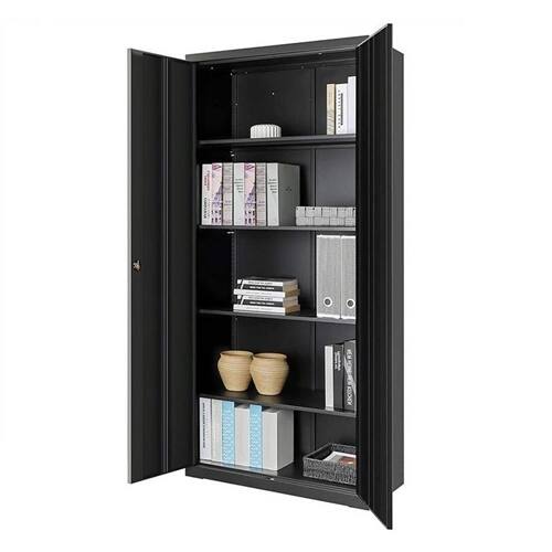 Alt View 1. SlickBlue - Steel Lockable Cabinet with 4 Adjustable Shelves for Garage or Office - Black.