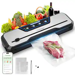 Aeitto - 8 in 1 Vacuum Sealer Machine with Starter Kit, 80Kpa Freezer Sealer Vacuum - Silver