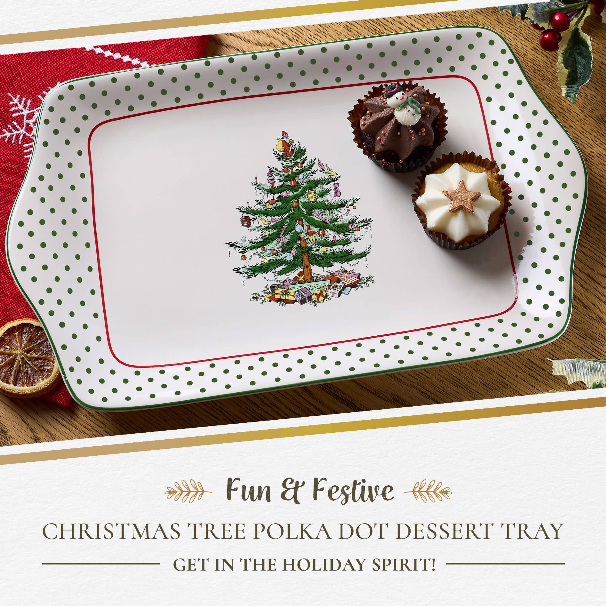 Spode Christmas Tree Collection 12 Inch Dessert Tray Polka Dot ...