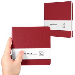Unique Bargains - 2pcs 5.5x5.5 Inch Small Sketchbook, 24/48pg 300GSM Watercolor Paper Pad Square Tiny Pocket for Drawing Travel - Dark Red