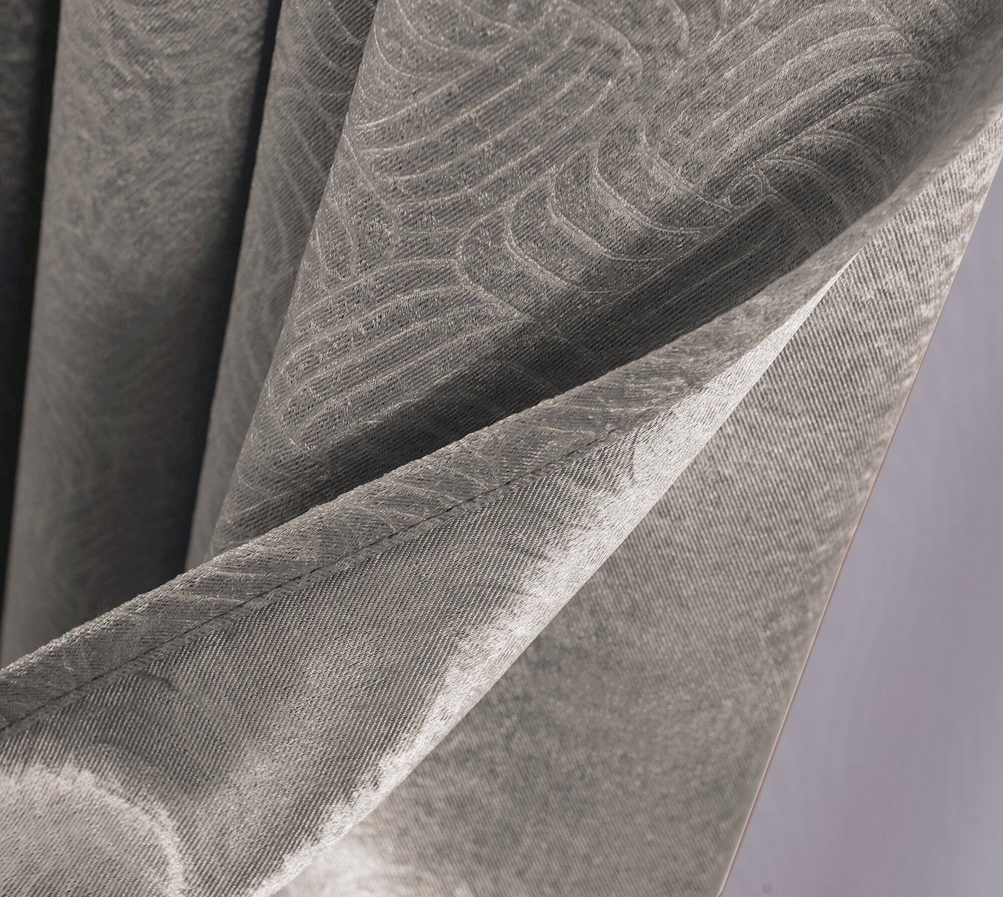 Alt View 4. RT Designers Collection - RT Designers Nellie Charcoal Embossed Blackout Grommet Curtain Panel - Charcoal.