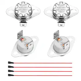 Unique Bargains - 2pcs KSD301 Thermostat 160°C/320°F 20A Normally Closed N.C Adjust Snap Disc Temp Switch with Terminal Wire Ceramic - Silver