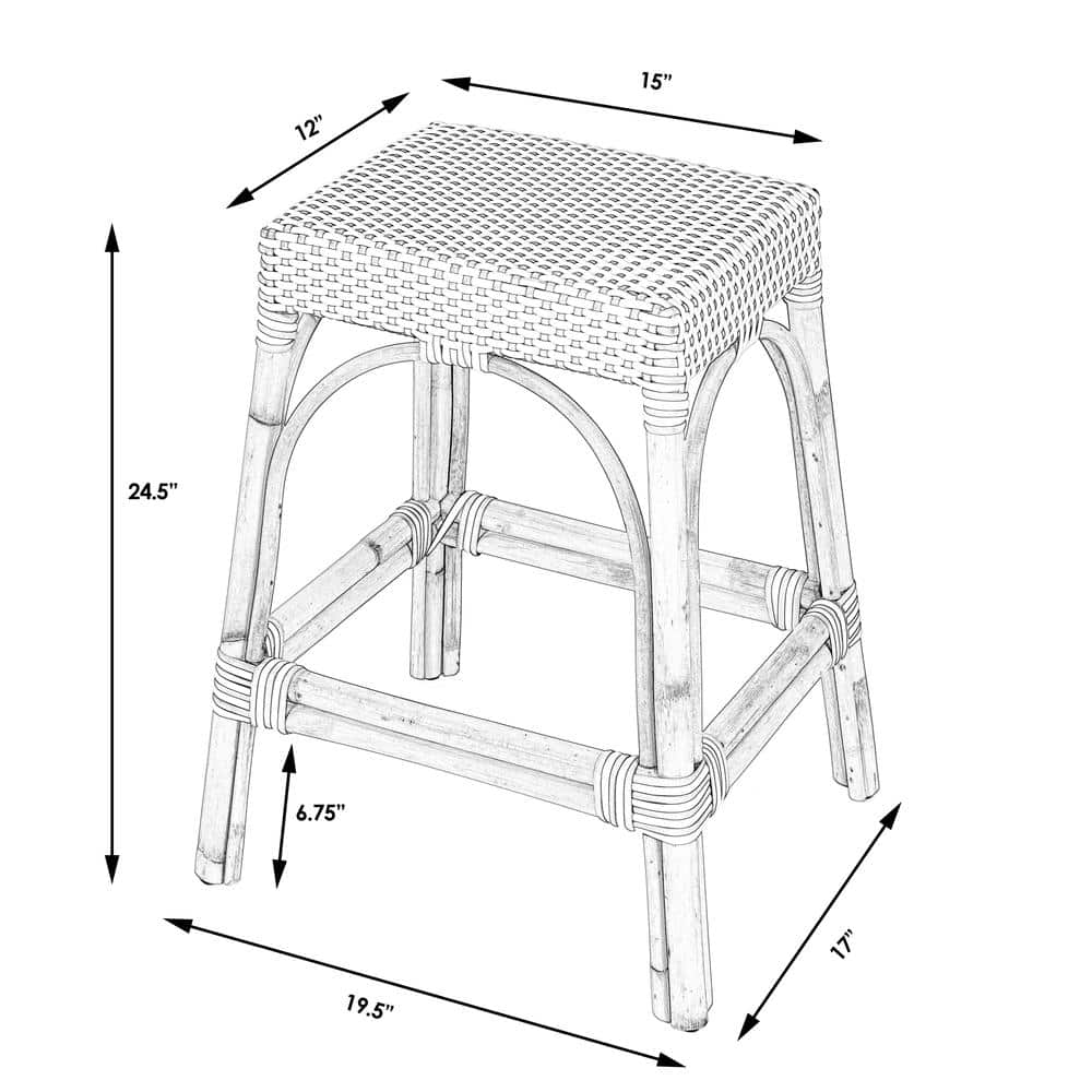 Butler Specialty - Robias Rectangular Rattan 24.5" Counter Stool - Black