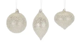 BreeBe - Beaded Glass Tree Ornament (Set of 6) - Silver